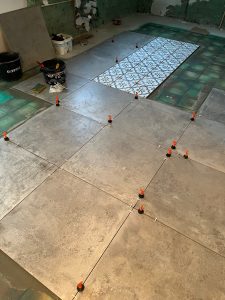 Laying the new tiles